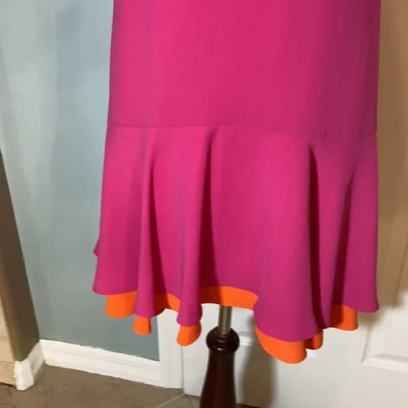 Like new DIANE VON FURSTENBERG KERA COMBO VIVID PINK ORANGE DRESS - Picture 14 of 16